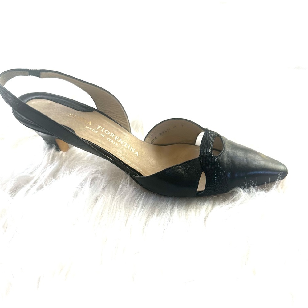 Silvia  Fiorentina Sling Back Black Italian Shoes Size 6